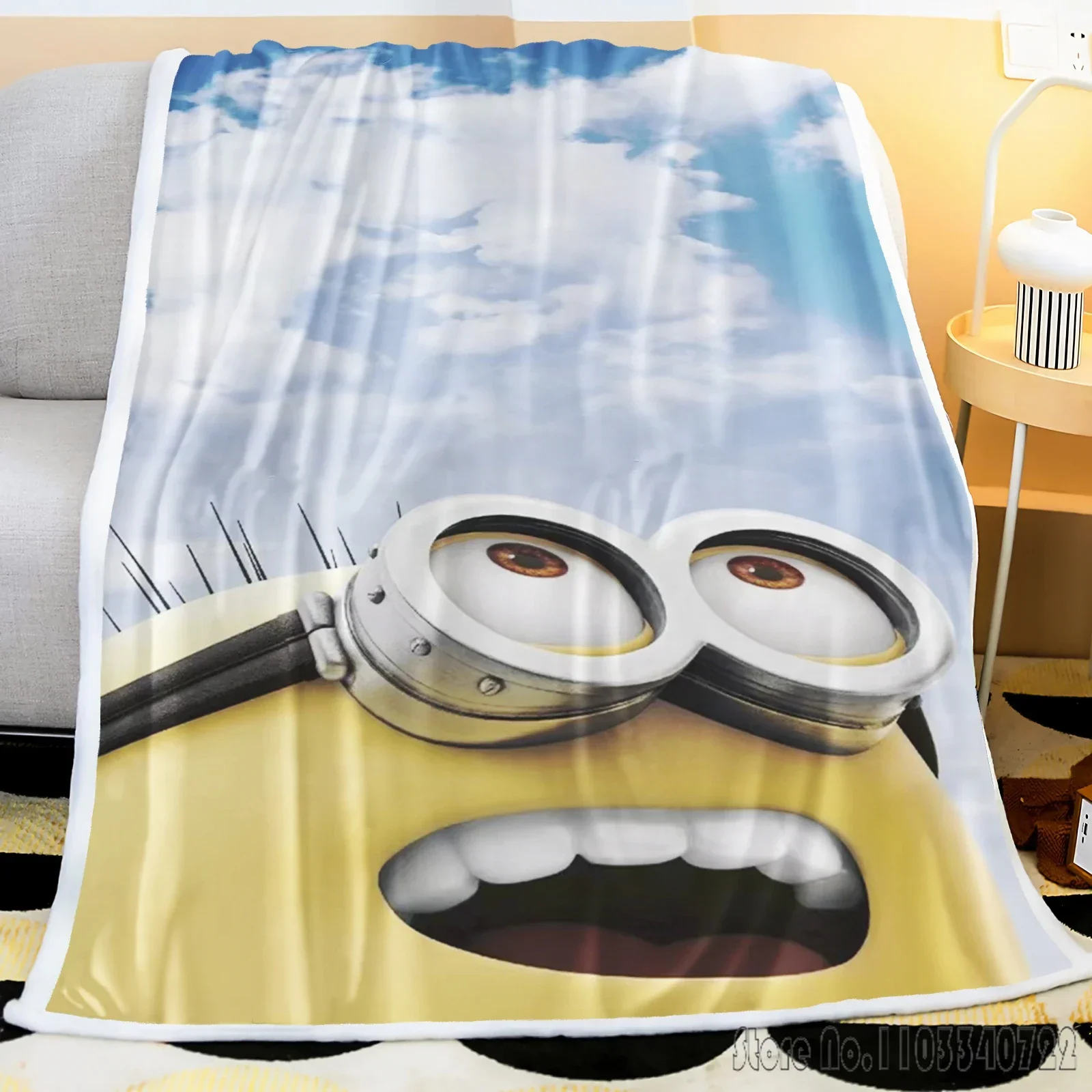 Anime Yellow M-Minions 3D Printed Home Cute Kids Blanket Throw for Bed Sofa Decor Fleece Nap Blankets Boys Girls Children Gift