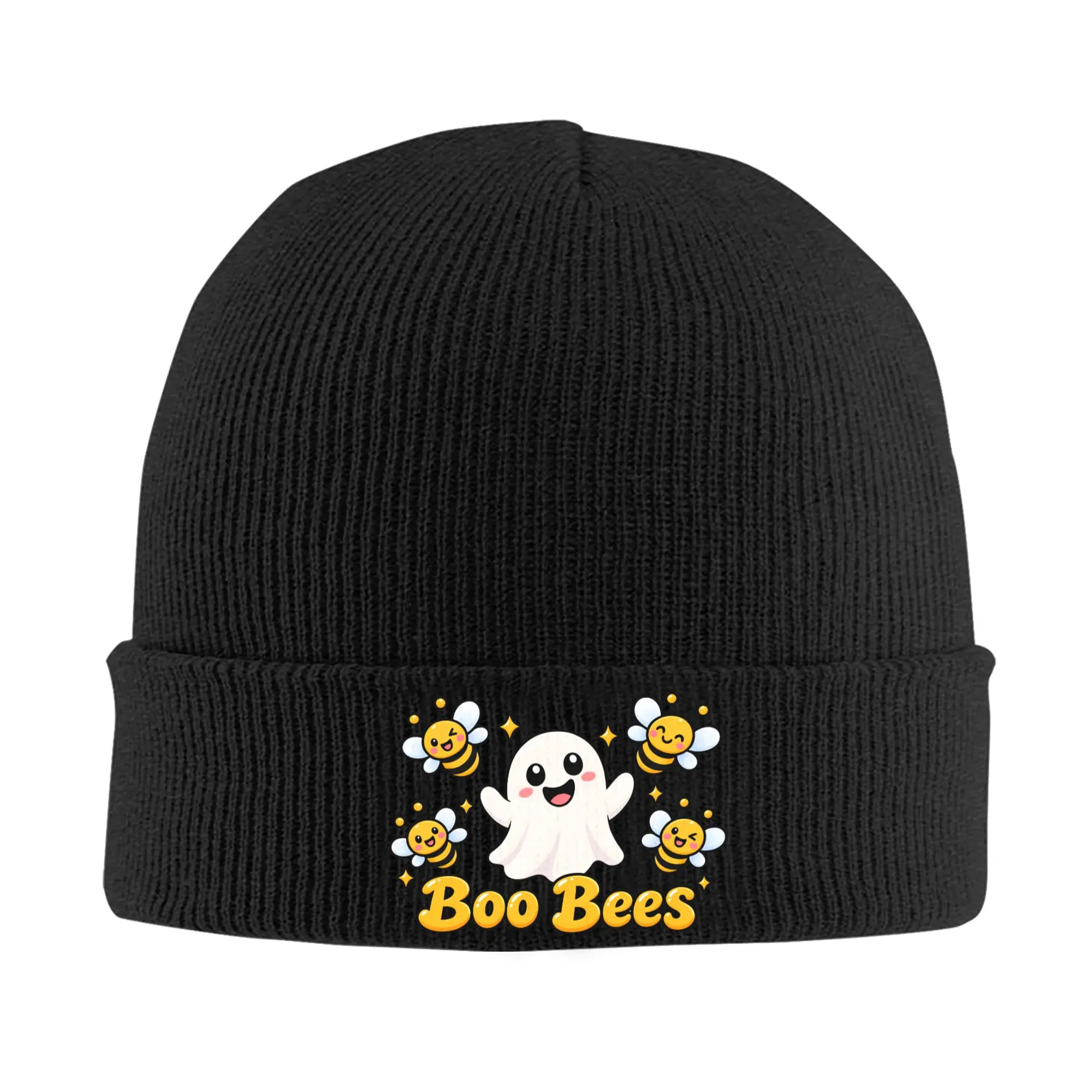 Boo Bees Ghost Bees Beanie Hats  Bonnet Hats Men Women Street Y2K Gym Skullies Beanies Autumn Winter Custom Thermal Elastic Caps