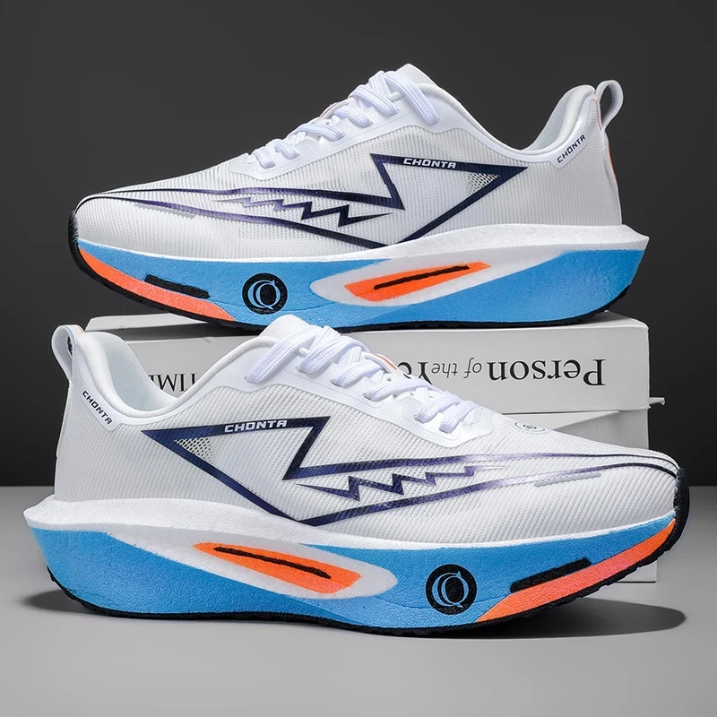 Męskie modne, wygodne buty sportowe do biegania - oddychająca cholewka z materiału, antypoślizgowa, odporna na ścieranie, amortyzująca podeszwa, sznurowane buty do biegania z okrągłym noskiem, odpowiednie na każdą porę roku. — zdjęcie 2