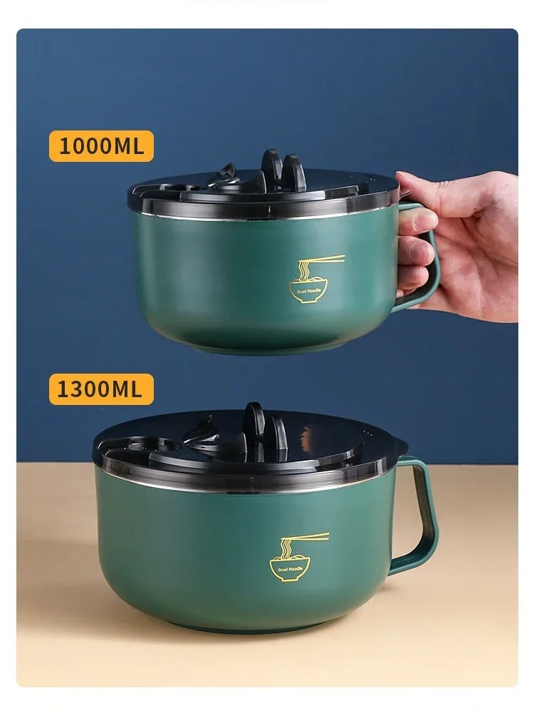 Ramen-Schüssel, Nudelschüssel aus Edelstahl 304, mit Deckel, hitzebeständig, Instant-Nudelschüsseln, Herd, Geschirr, Küchenzubehör – Detail 9