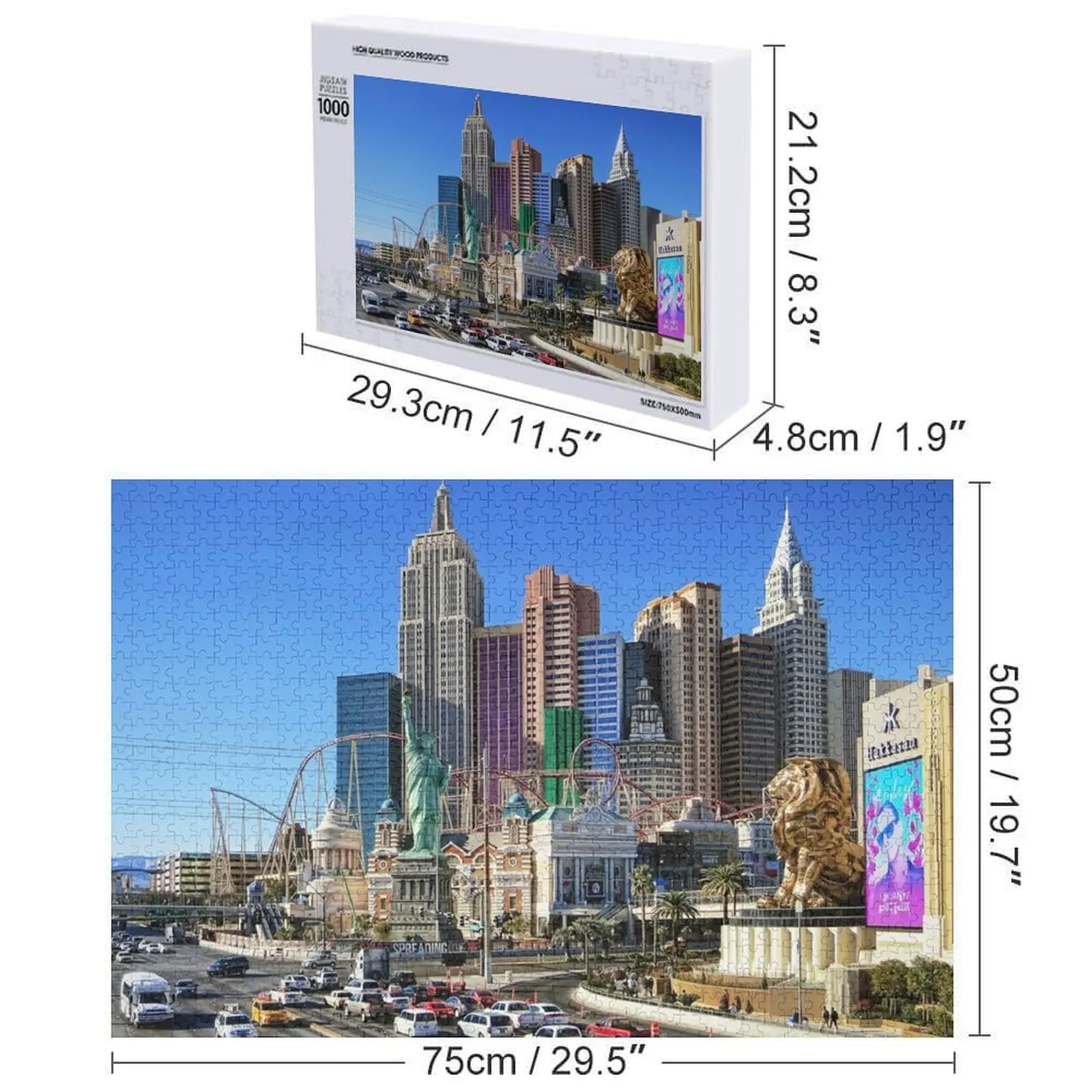 New York, New York Las Vegas Puzzle Nom personnalisé Nom de jouet personnalisé Puzzle de jouet en bois