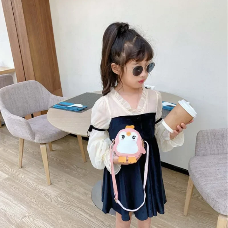 Animal Penguin Shape Shoulder Bag Kids Girls Crossbody Bag Cute Clutch Leather Small Handbag Bags Small Messenger Bag