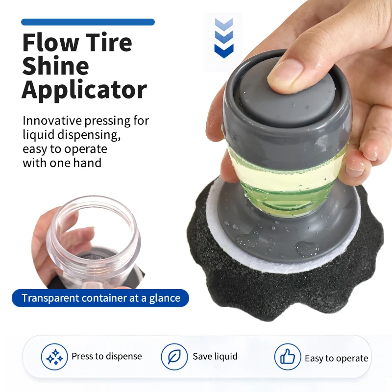 3Inch Tyre Shine & Wax Applicator Sponge Kit 2Pcs With One Hand Press Dispense Mechanism Designed for Car Waxing Tire Cleaning