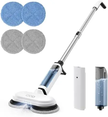 

Электрическая швабра iDOO с распылителем и LED-подсветкой – перезаряжаемая, бесшумная, самоходная, 4 насадки, белая