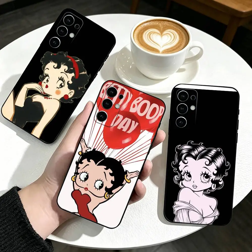 

B-Betty Cute B-Boops Phone Case For Samsung S25,S24,S21,S22,S23,S30,Ultra,S20,Plus,Fe,Soft Silicone Black Cover