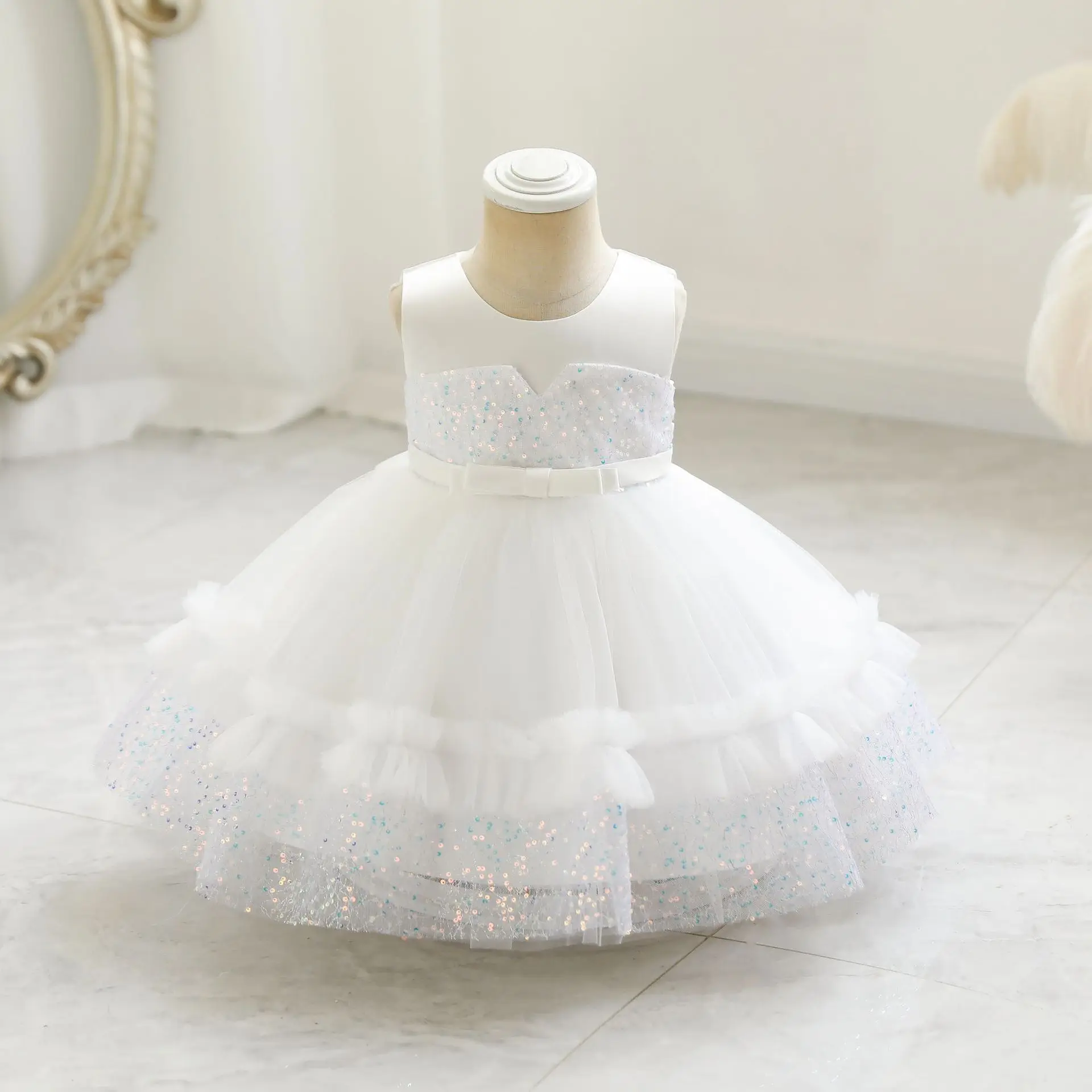 New Baby Girl Princess Dress Sequined Newborn Dresses For Toddler Infant 1 Year Birthday Party Clothes Christening Gown 9M-4Y