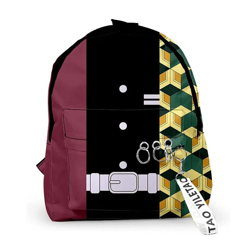 Anime Kimetsu Cosplay Yaiba Backpack Women Cartoon Fashion Canvas School Bags Men Girls Casual Plaid Travel Notebook Bags Boy