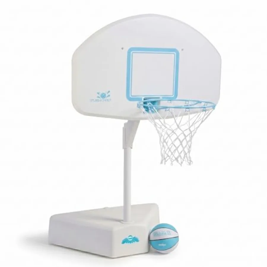 

Pool basketball hoop for outdoor use, clear acrylic backboard, adjustable height, 200lbs water-filled base, stainless steel rim