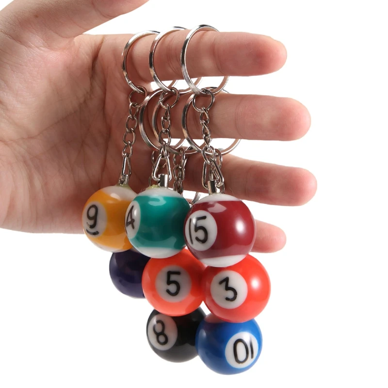 Colorful Billiard Ball Keychain Set 16 Pcs,Mini Magic Key Chain Balls Eightball Billar Billiards Chains Accessories