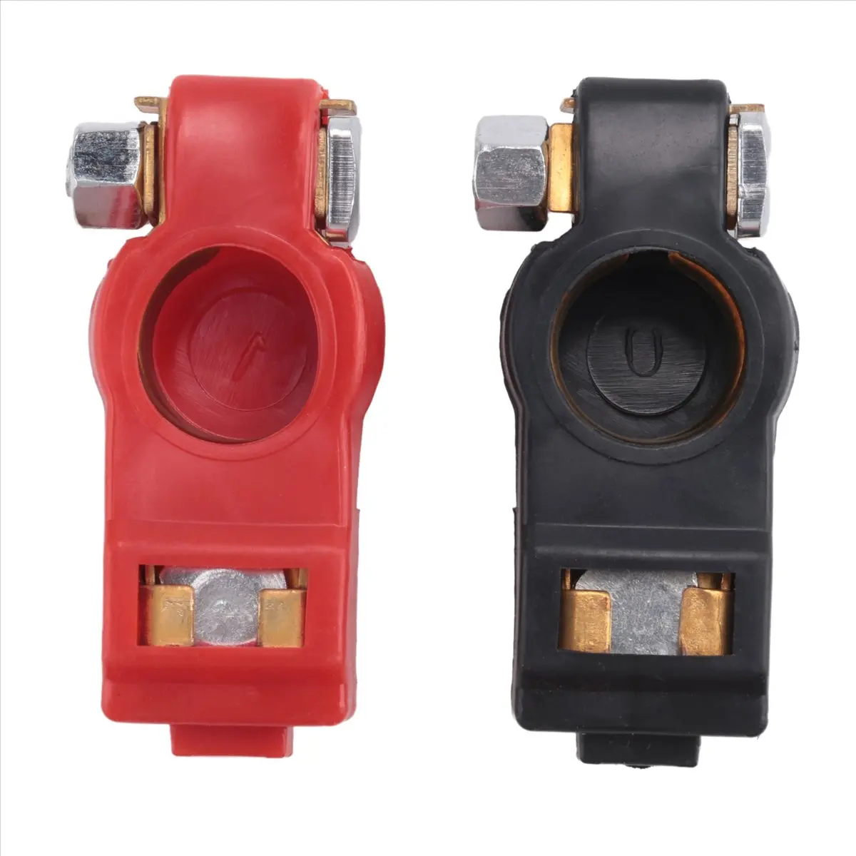 DT35！ 8Pcs Copper Battery Terminals Negative and Positive Terminal Clamps Connectors with Copper Ring Assortment Kit for Car