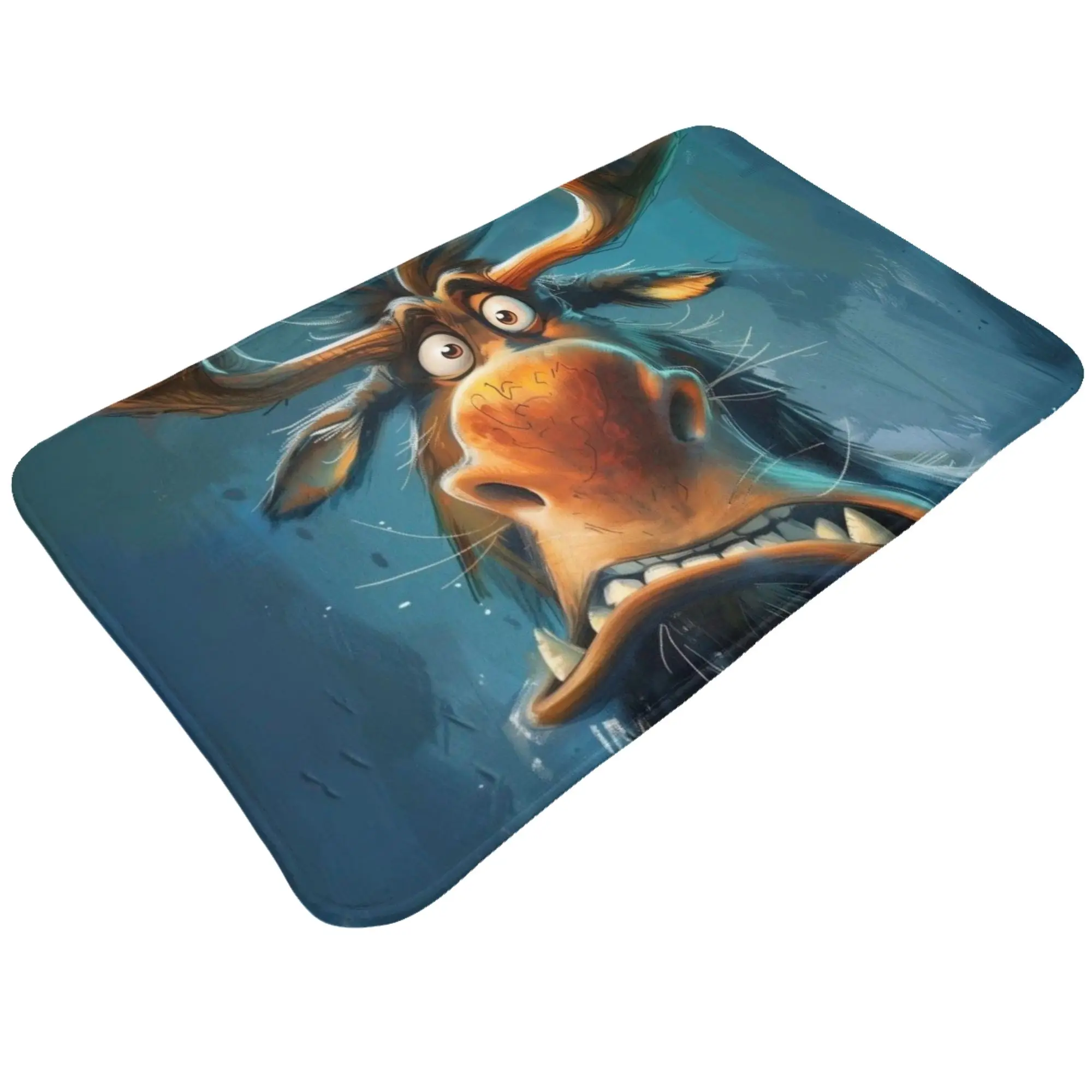 Grumpy Funny Moose Cartoon Animal Art Non-slip Mat Living Room  Entrance Doormat Floor Decoration