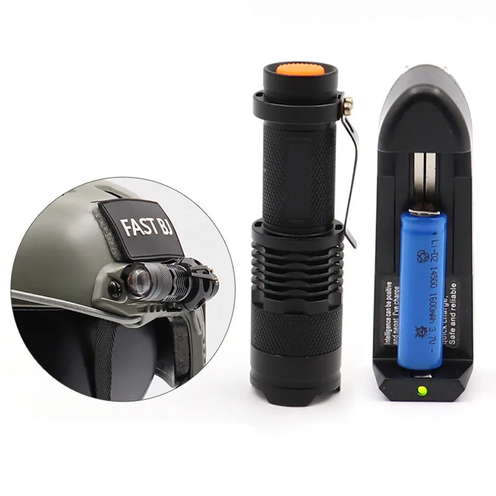 

Universal Q5 Strong Light Zoom Flashlight For FAST MICH Tactical Helmet Rail Airsoft Accessories Outdoor Cycling Gear QG281S