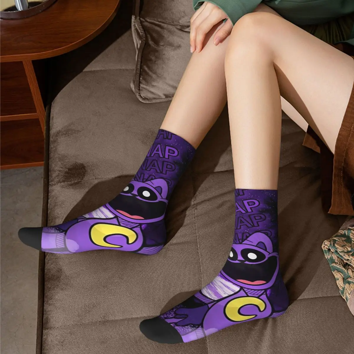 CatNap Calcetines con diseño de Critters sonrientes, medias flexibles para todas las estaciones, producto para hombre