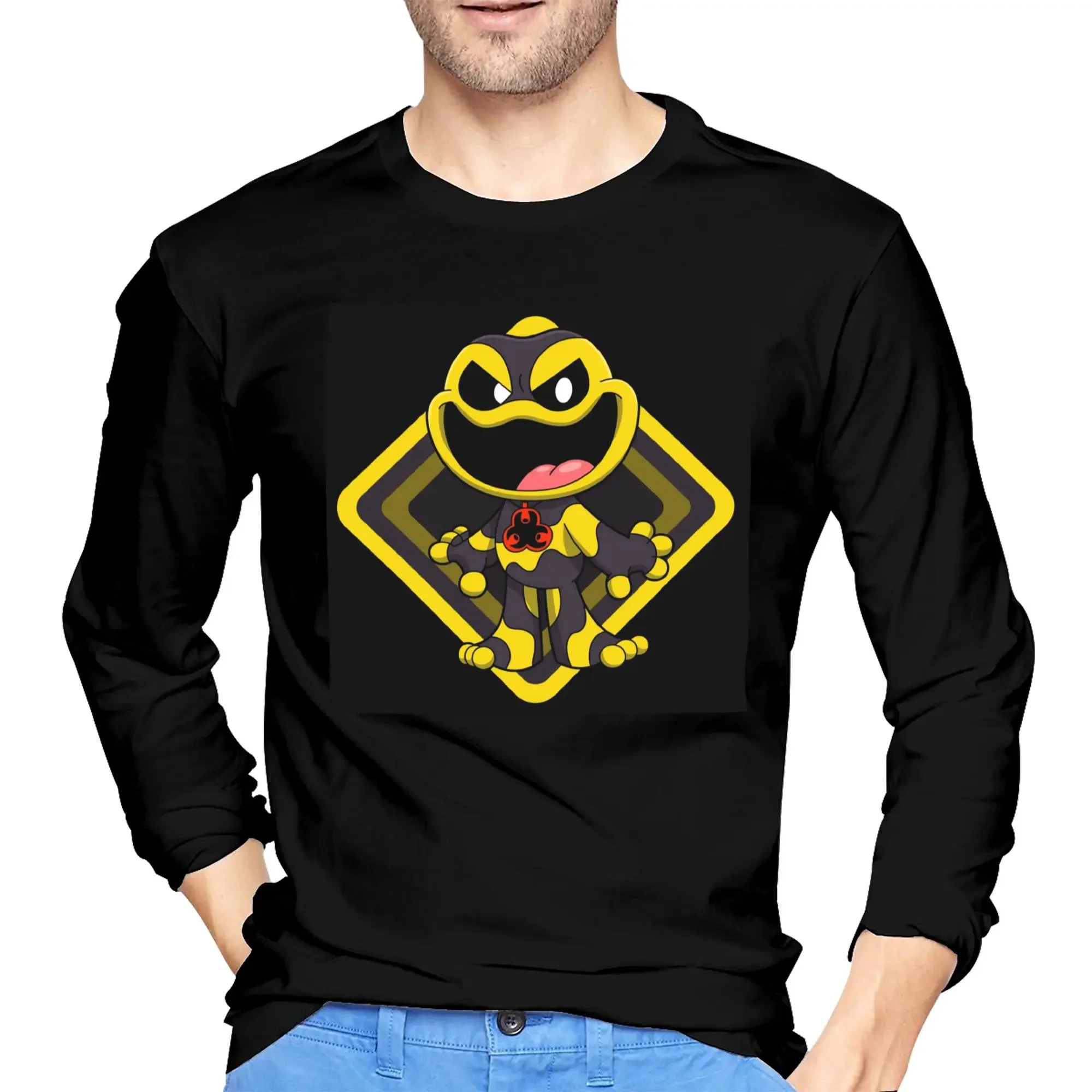 

Smiling Critters Icky Licky Game Character Men's Long Sleeved T-shirt Casual Round Neck T shirts Spring and Autumn Men tops