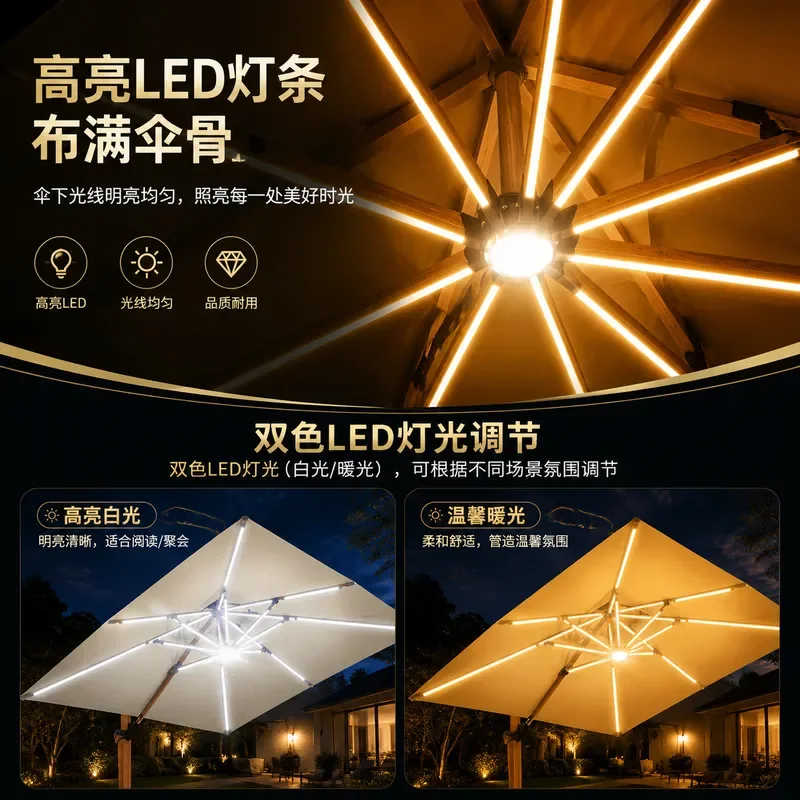 Large Outdoor Solar Parasol Umbrella for Villa Terrace Cafe Store Hotel Canopy Sun Shade