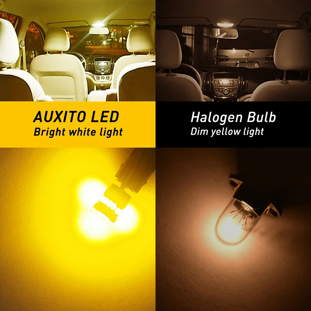 AUXITO 20/10/2Pcs T10 W5W LED Canbus Amber Yellow Anti Error Car Interior Night Light Parking Super Bright Lamp 194 168 LED Bulb