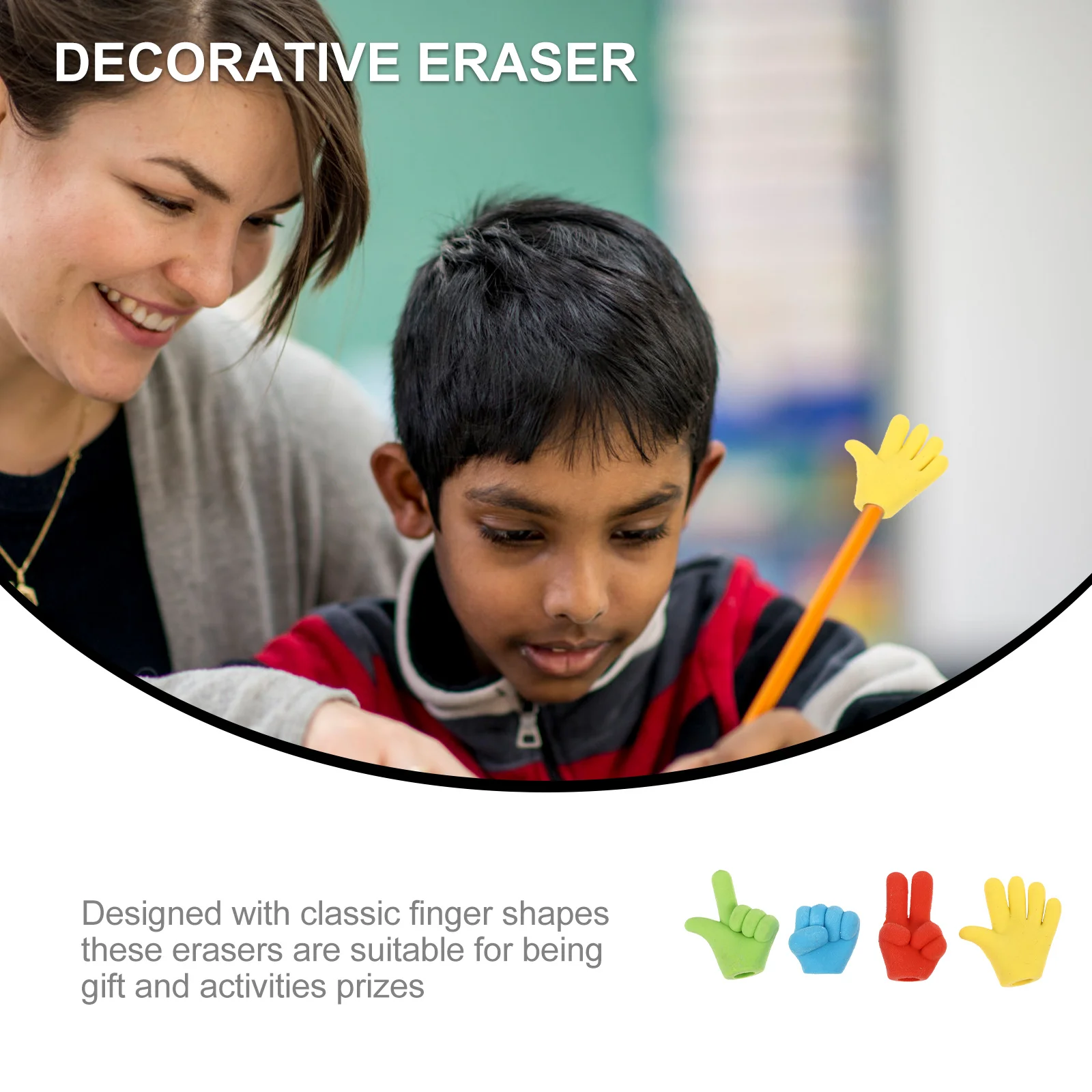 40Pcs Finger Shaped Eraser Cartoon Rubber Eraser Kindergarten School Students Gift Practical Supplies Kindergarten Stationery