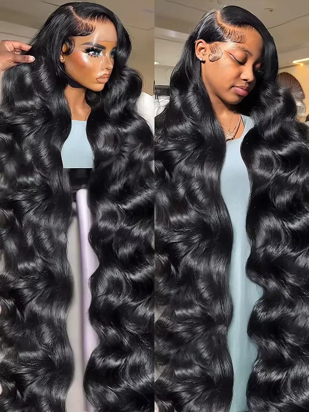 

Натуральные черные парики из человеческих волос с длинными волнистыми прядями, 46 дюймов, плотность 220, 13x4, 13x6, HD фронтальный кружевной фронтальный парик для женщин