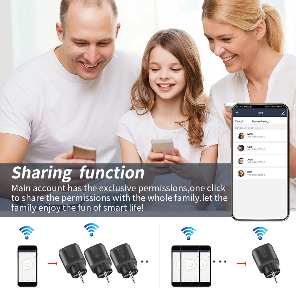 Tuya WiFi Pop Socket For Phones EU Plug Adapter Smart Home DIY Power Outlet Smartlife Power Monitoring Timing work with Aleax