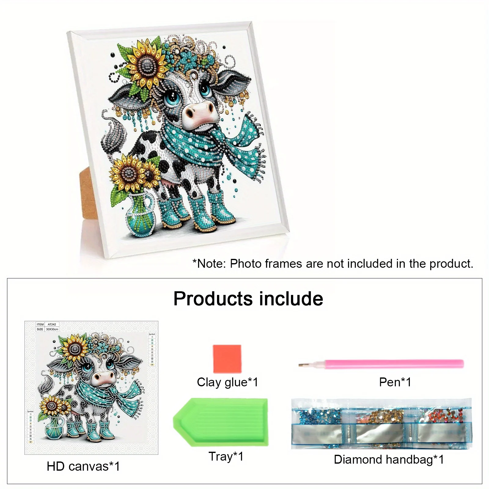 DIY Cattle and flowers 5D Special Shape Diamond Art Kits for Beginners,Diamond Art Painting Kits for Home Wall Decoration Gift