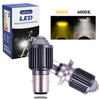 1pc Motorcycle Headlight BA20D H4 LED Bulbs CSP Lens White Yellow Hi/Lo beam Motorbike Scooter Accessories Fog Lights 12V 6000K