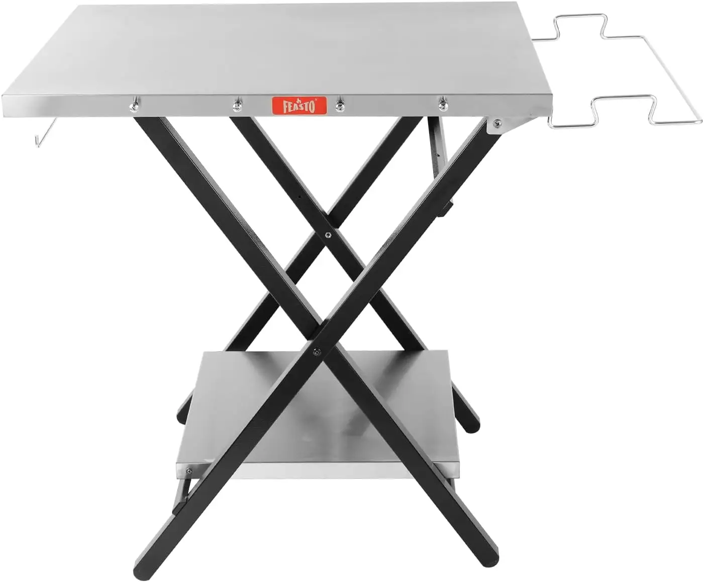 

Foldable Outdoor Grill Table with Storage Shelf & Accessories, Stainless Steel 30x24 Inches