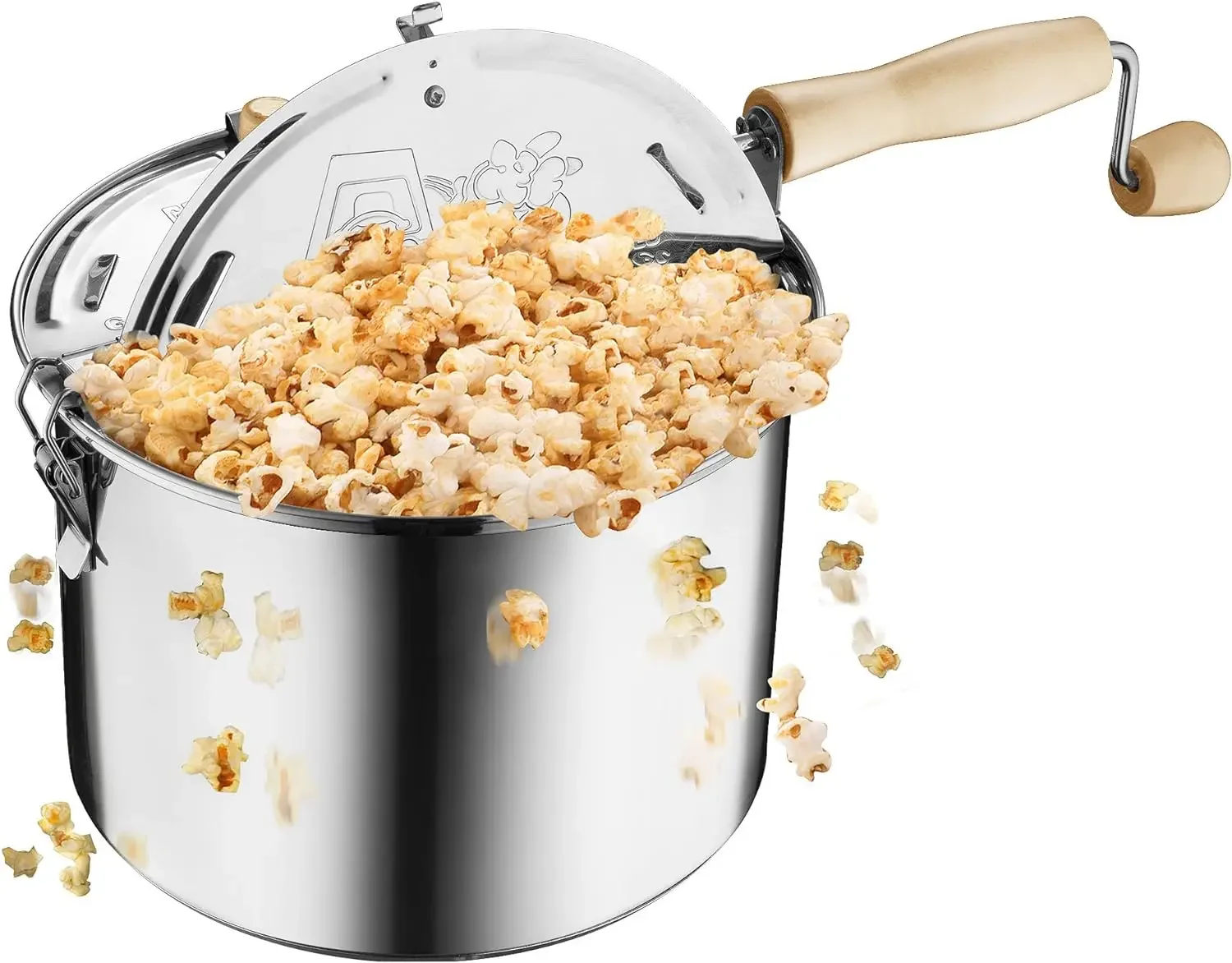 Great Northern Popcorn Original Stainless Steel Stove Top Popcorn Popper, Silver, 6 Quart