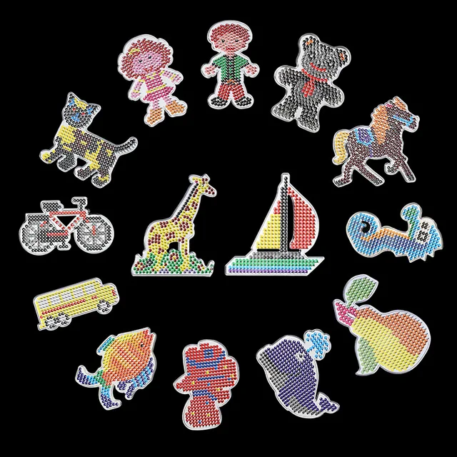 5mm Hama Beads Template with Color Paper Plastic Stencil Jigsaw Perler Puzzles Pixel Beads Diy Transparent Shape Puzzle Pegboard