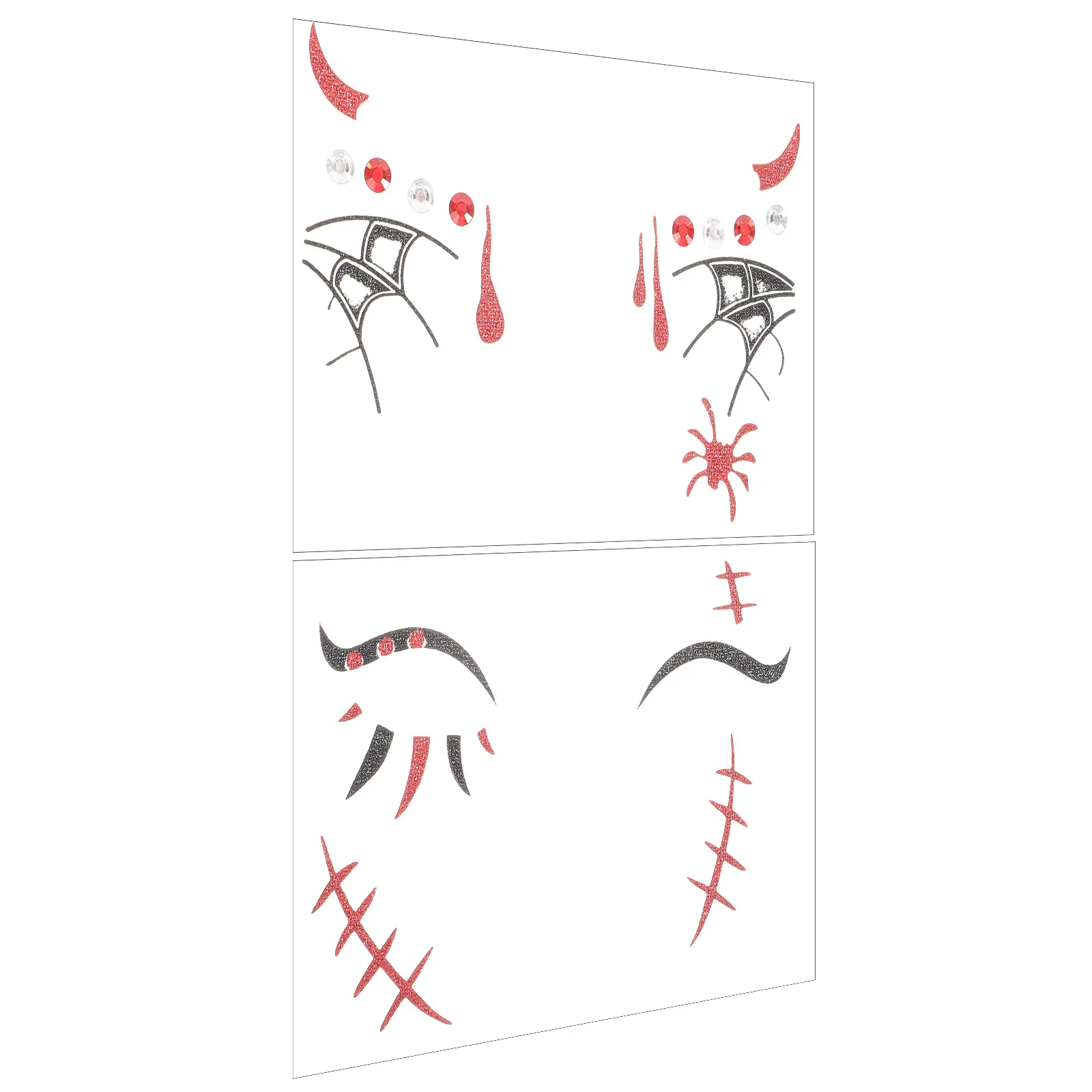 

2 Sheets Halloween Face Tattoo Stickers Rhinestone Temporary Makeup Stickers Party Favors Halloween Temporary Tattoos for Face