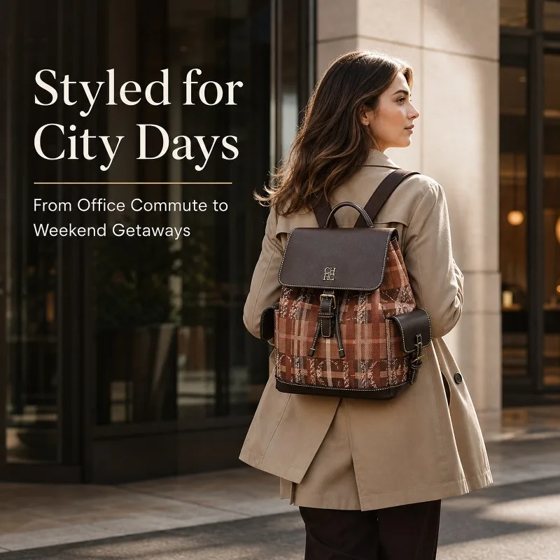 CHHC Fashion Color Block Backpack Dating Versatile Preppy Style Bag Student School Light Luxury Women Outdoor view 2