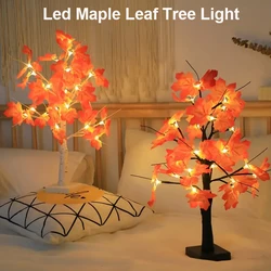 LED Maple Leaf Tree Night Light USB&Battery Thanksgiving Halloween Tree Lamp Simulation Landscape Lamp For Garden Holiday Decor