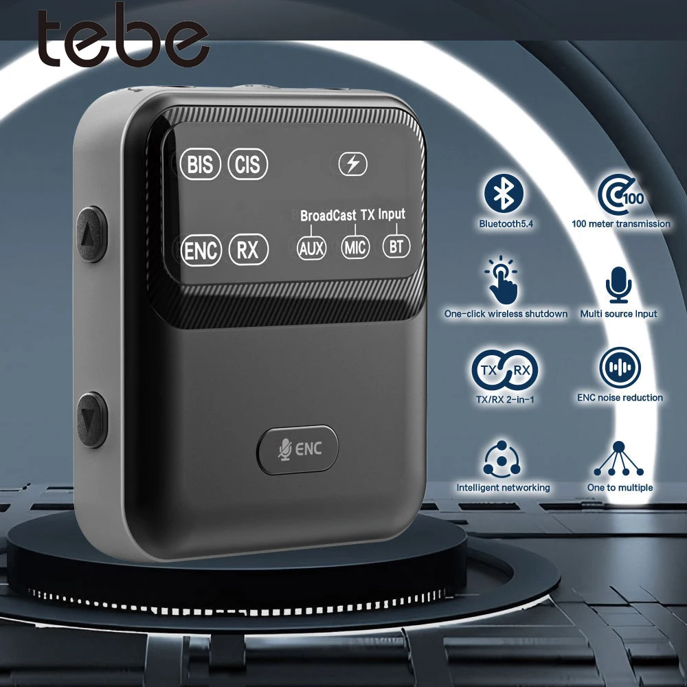 

Tebe AAC Bluetooth 5.4 Audio Receiver ENC Wireless Broadcast Transmitter One with Multiple Audio System for Church Tour Guide