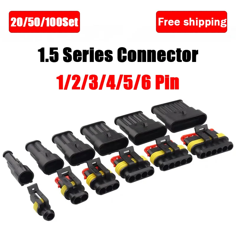 20/50/100Set AMP/TE Type 1.5 Series 1 2 3 4 5 6 Pin Car Connector DJ7041-1.5-11/21 282080-1 Docking Terminal Auto Connector