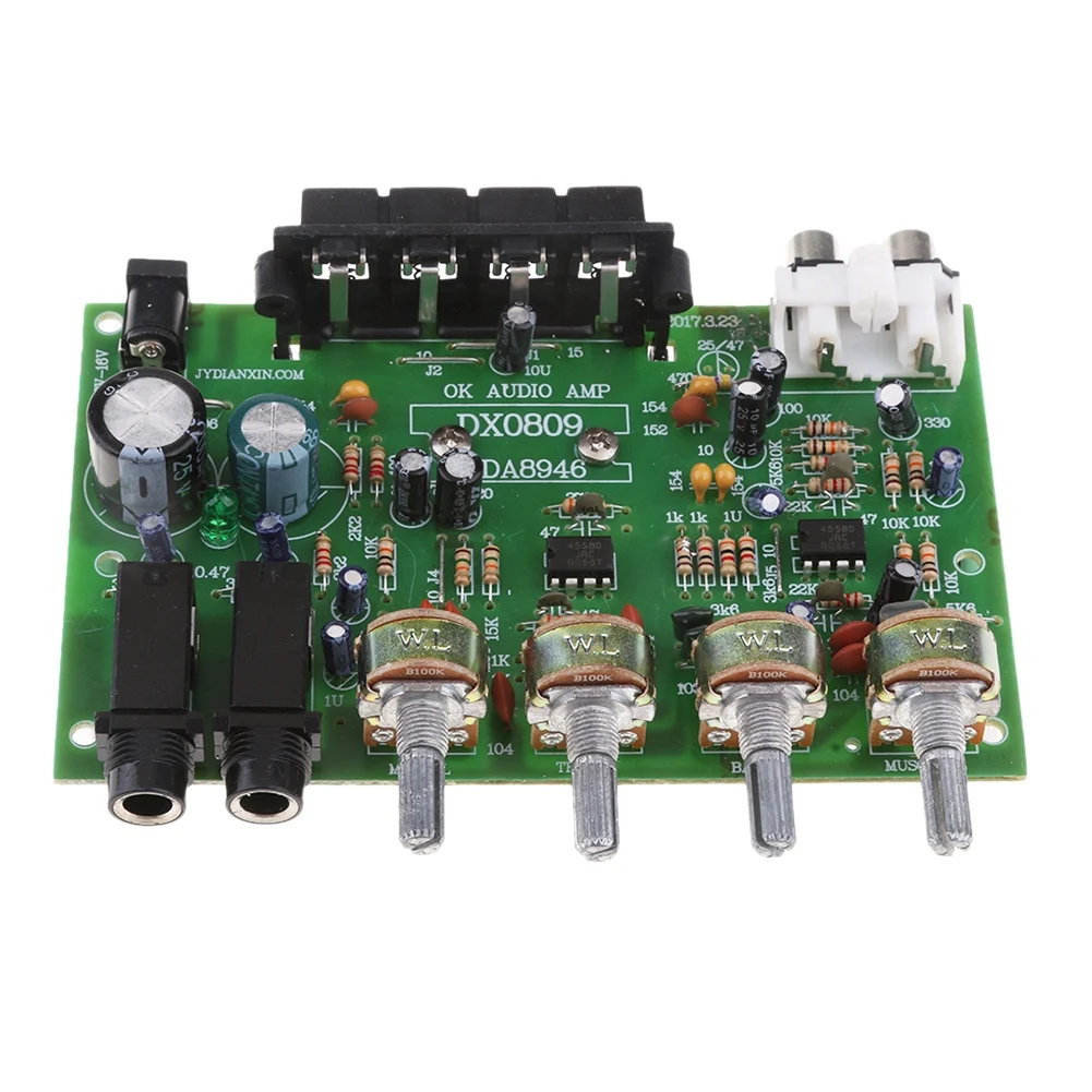 DX0809 Two-Channel Power Amplifier Board 60W Hi-Fi Stereo Audio Power Amplifier Volume Tone Control Board Kit