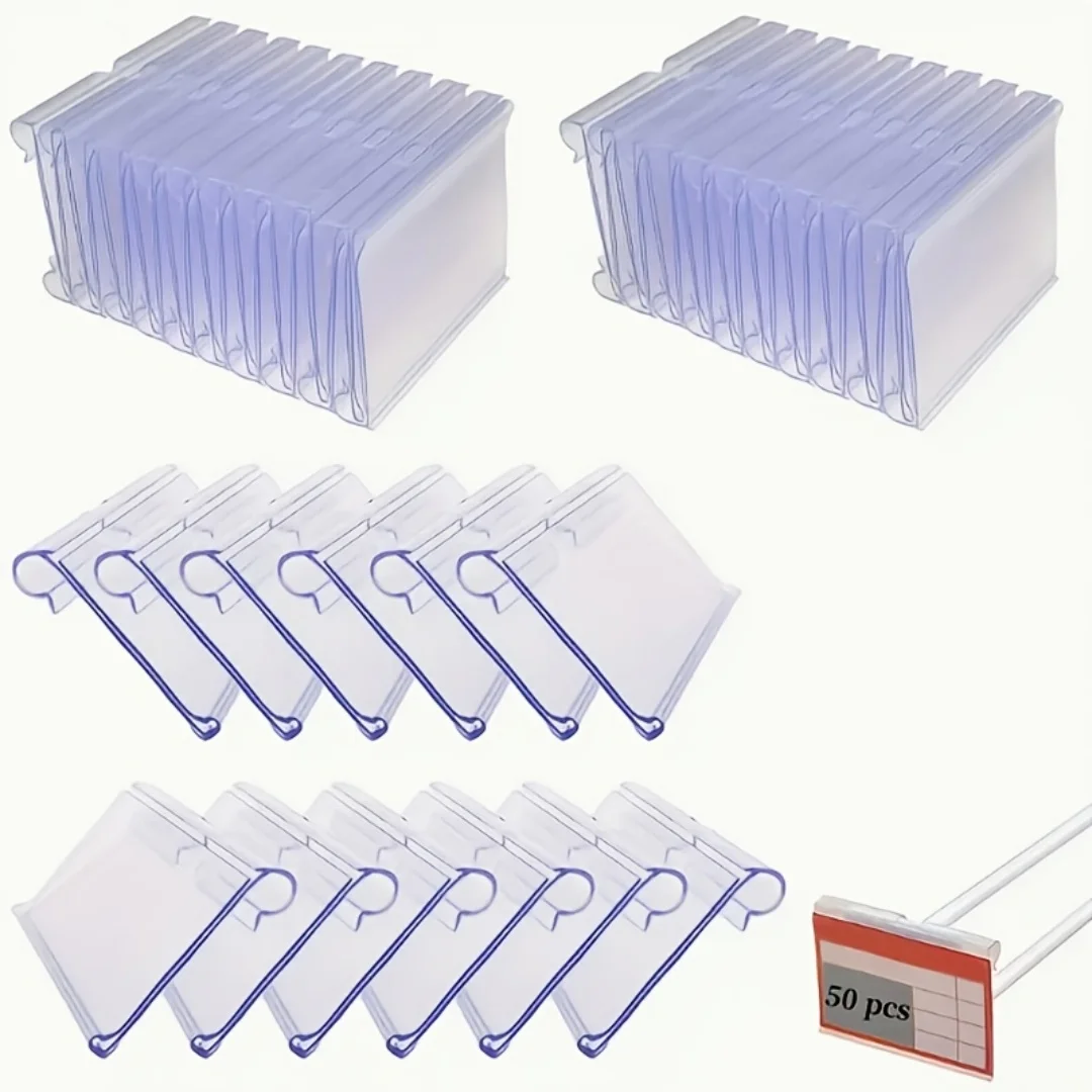 50Pcs Label Holders, Pvc Transparent Plastic Reusable Price Tag Holders, Suitable for Large Shopping Malls, Supermarkets, and Small Stores