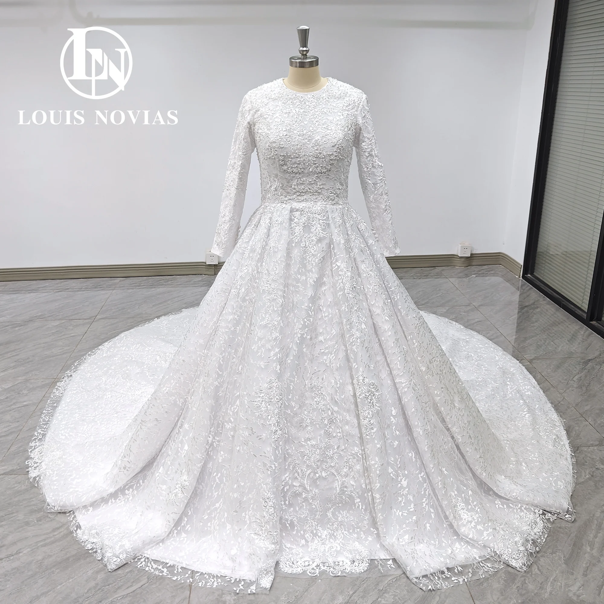 LOUIS NOVIAS-vestido De Novia con lentejuelas para mujer, fotos reales, tren De la capilla, 2023