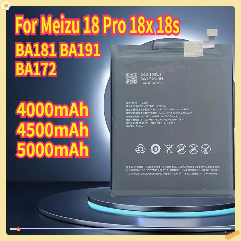 BA181 BA191 BA172 Battery for Meizu 18 Pro 18x 18s Cell Phone 4500mAh Batteria