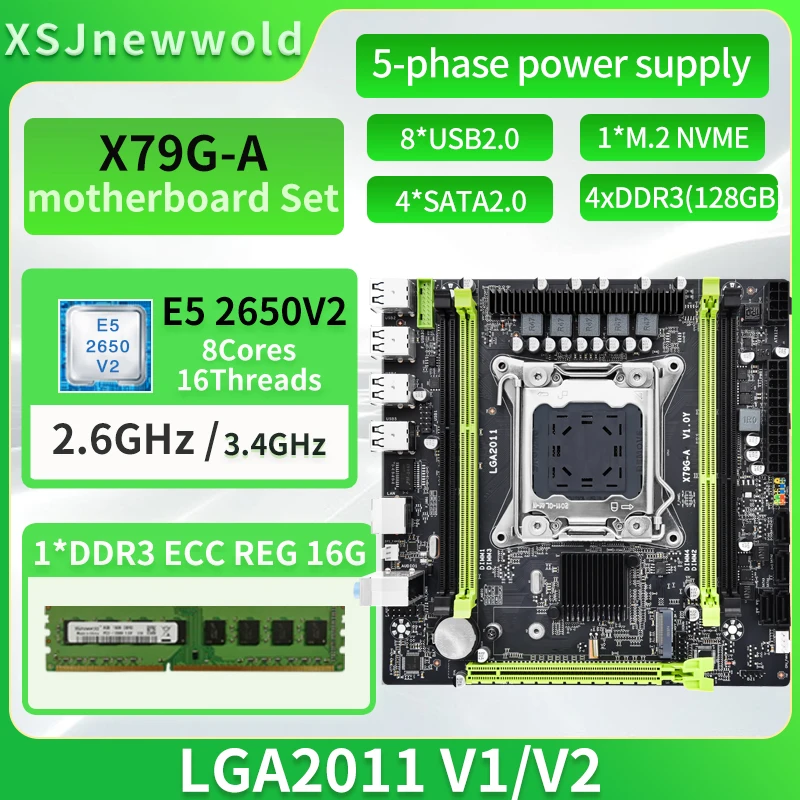 

Kit X79 Xeon Motherboard Kit kit motherboard and processor memory kit processador lga 2011v3 motherboard kit xeon e5 2650 V2