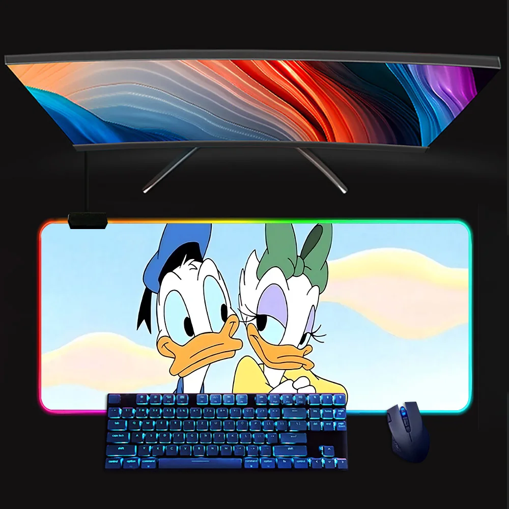 Daisy Duck RGB Pc Gamer Keyboard Mouse Pad Mousepad LED Glowing Mouse Mats Rubber Gaming Computer Mausepad