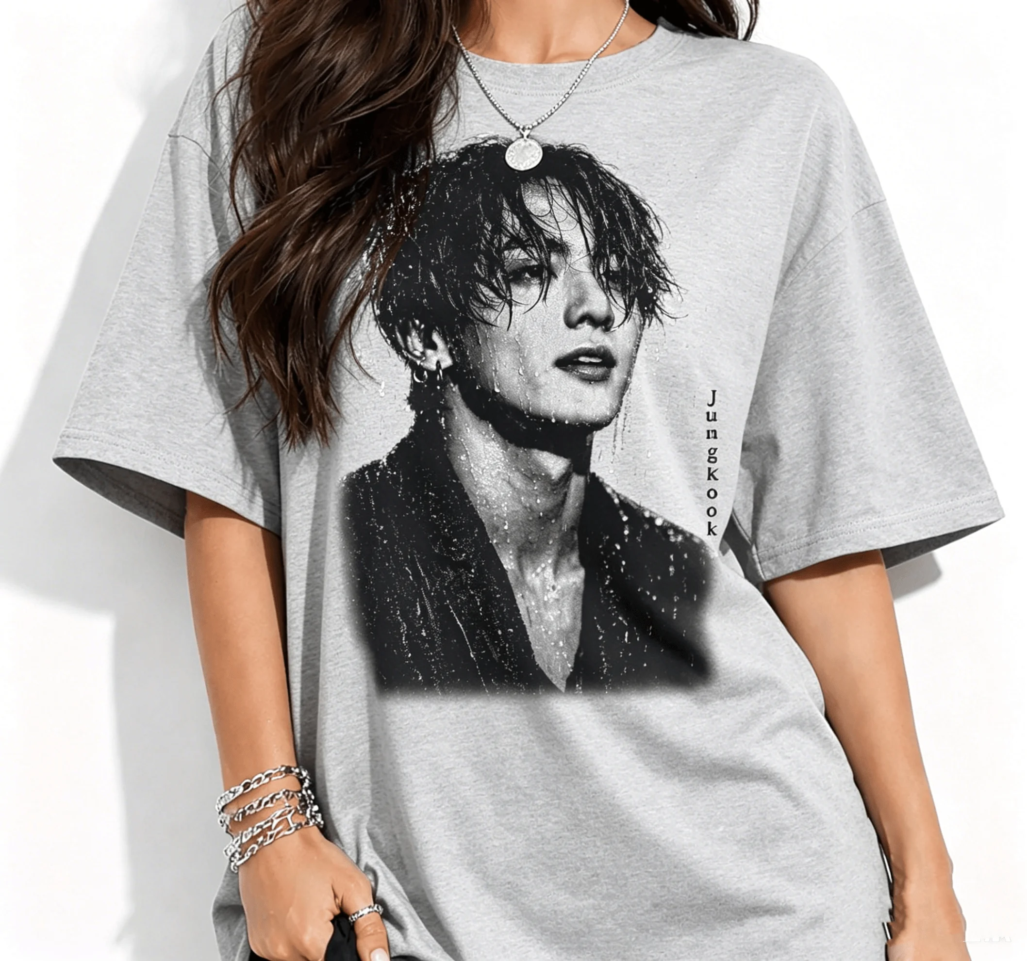 Koreanisches BTS Pop-Idol-Shirt Jungkook Musik-Fan-Geschenk 2026 Sommer Herren und Damen Kinder Mode Baumwolle Y2K Oversized T-Shirt – Detail 6