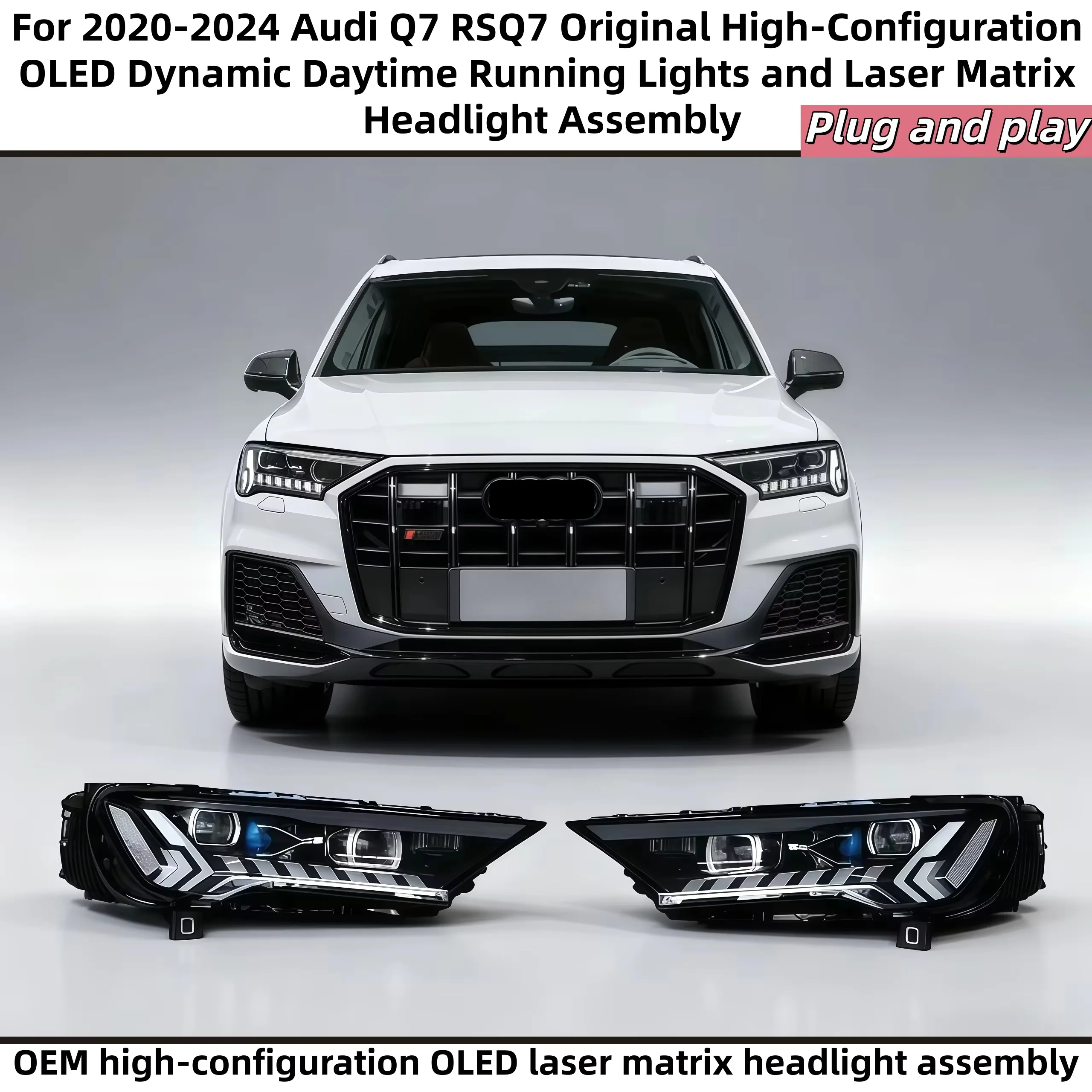 

For 2020-2024 Audi Q7 RSQ7 Original High-Configuration OLED Dynamic Daytime Running Lights and Laser Matrix Headlight Assembly