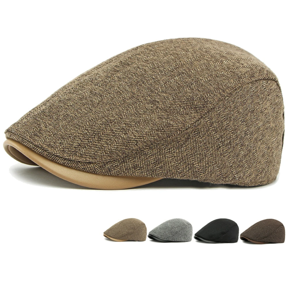 

HT4852 Berets Spring Autumn Cap Men Women Retro Striped Artist Painter Beret Hat Male Female Ivy Flat Cap Adjustable Beret Caps