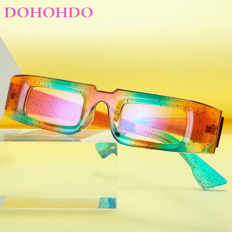 

DOHOHDO Vintage Rectangle Sunglasses Women 2024 Luxury Brand Designer Y2K Eyewear Flat Top Small Men Sun Glasses Shades UV400