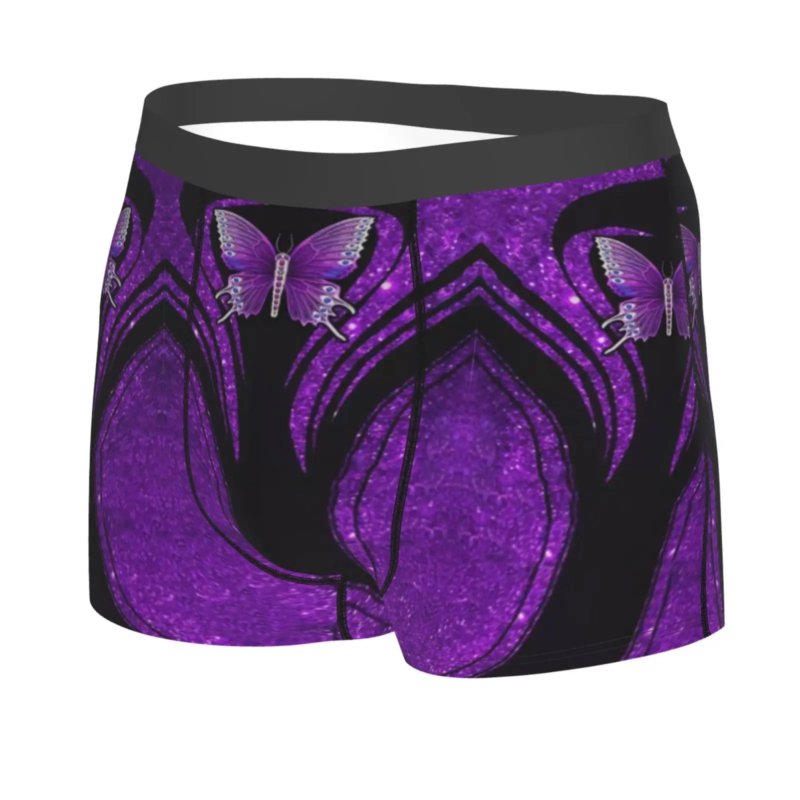 Purple Butterfly Print Men's Underwear Healthy Soft Comfortable High-Quality Men's Briefs Stylish Trendy Casual Sports Panties