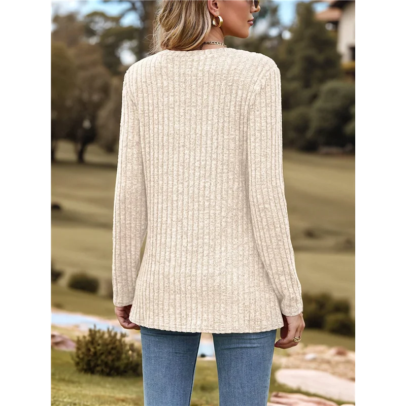 ABRT-Camusa feminina elegante casual camisas de manga comprida negócios casual wear outono suéteres quentes damasco xl