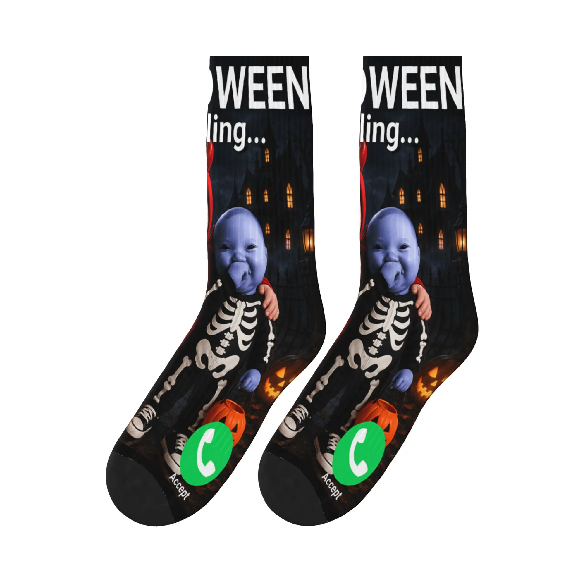 Halloween John Pork AI Baby Meme Socks  Leisure Stockings Men's High Quality Outdoor Socks Spring Printed Anti Skid Socks