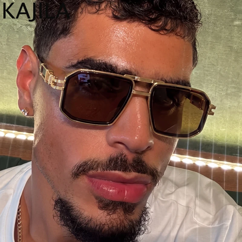 Steampunk Square Sunglasses Men 2026 Luxury Designer Vintage Double Bridge Oversized Hip Hop Sun Glasses For Male Driving Shades