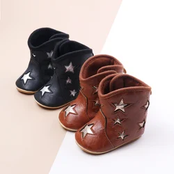 Spring and Autumn Baby Short Boots  Fashion Five Pointed Star Design Non-slip Casual Shoes Indoor Outdoor Walking Shoes BJZ4155