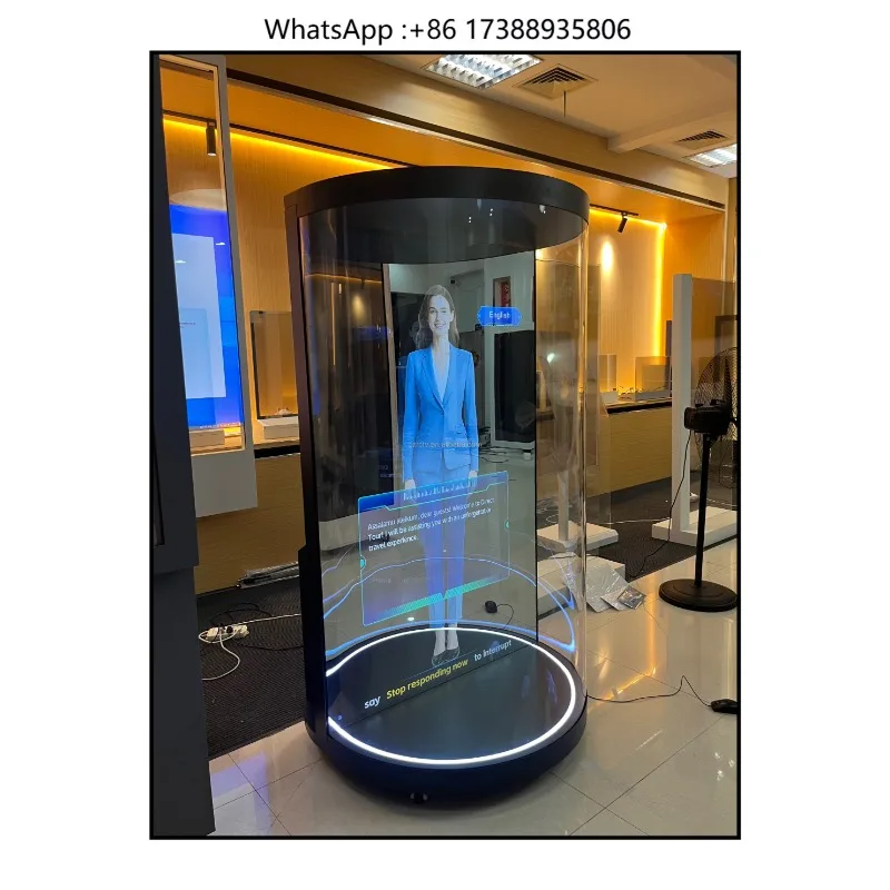 75 Inch Human Size 3D Hologram Display AI Digital Human Interactive Custom Transparent Screen for Retail Store & Airport Use