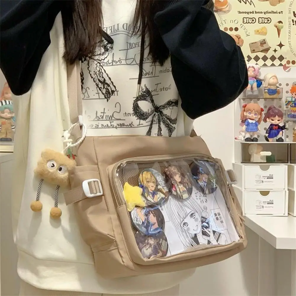 Japanese Ins Girl Soft Shoulder Bag Y2K JK Uniforms Transparent Ita Bag Student Commuting Tote Bag Large Capacity Shoulder Bag